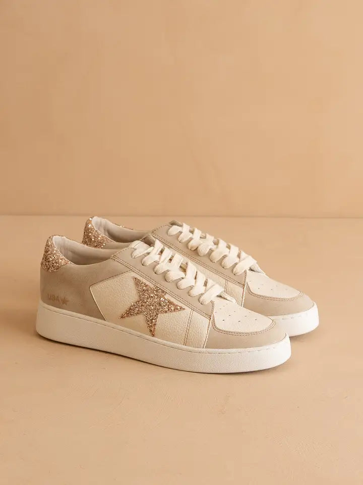The Liberty Beige | Glitter Star Sneaker